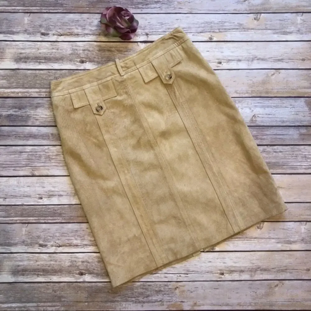 VS2 by Vakko Genuine Suede Skirt Camel Size 4